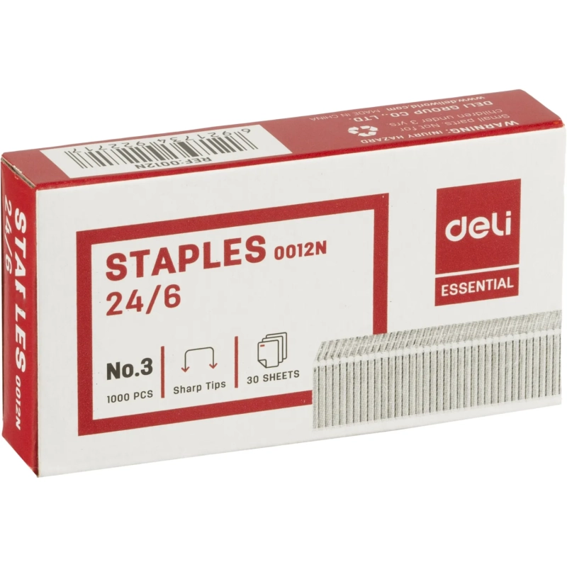 Скобы для степлера №24/6 Deli E0012N оцинкованные, 1000 шт./уп