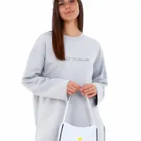 Сумка молодёжная на молнии, с принтом, 24&times;6.5&times;17 см, белая