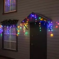 Гирлянда &laquo;Бахрома&raquo; 12&times;0.7 м, IP44, УМС, белая нить, 240 LED, свечение мульти, 220 В