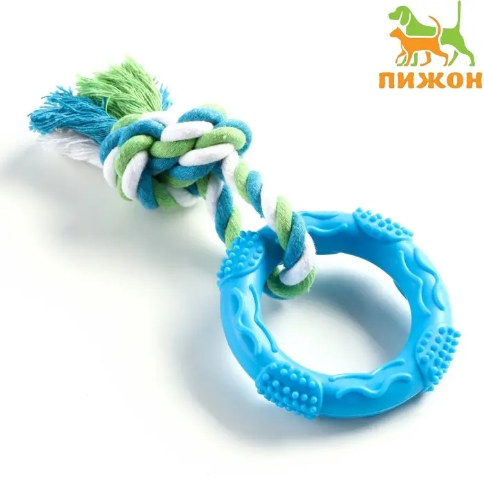 Игрушка жевательная с канатом &laquo;Кусочек солнца&raquo;, 8 см, голубая