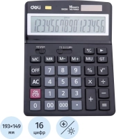 Калькулятор настольный ПОЛНОРАЗМ. Deli E39259,16-р, дв.пит,193x149мм,черн
