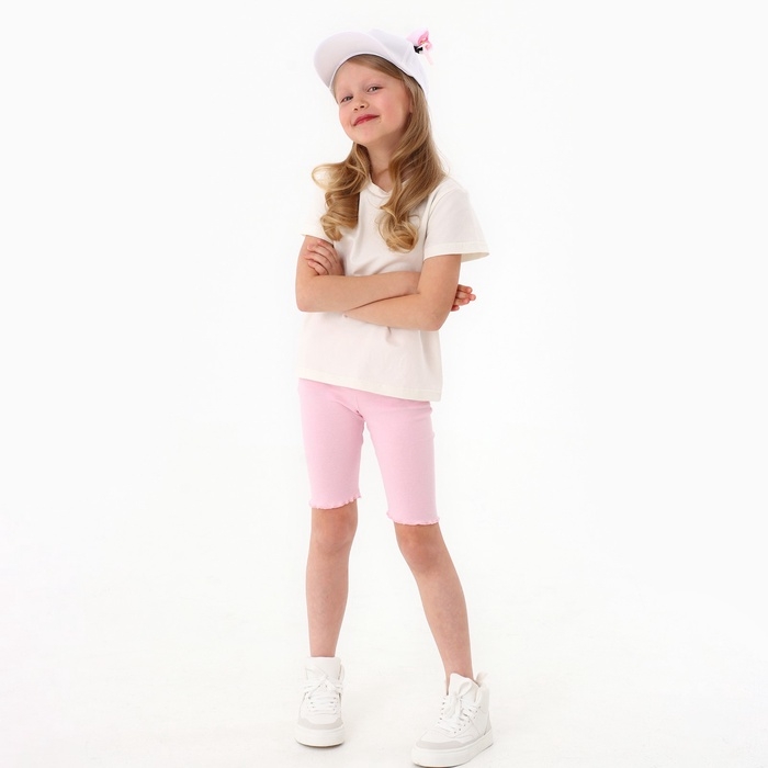 Кепка детская для девочки "Кошечка" с ушками, цвет белый, р-р 52-54, 5-7 лет