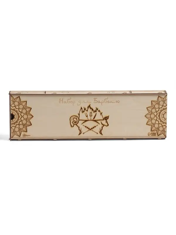 Коробка для набора барбекю, 74&times;23&times;5 см, деревянная, прямоугольная