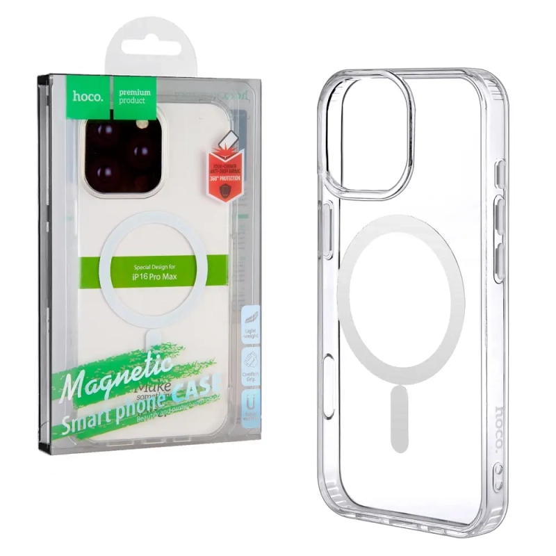 Чехол iPh 16 Pro Max Hoco TPU прозрачный MagSafe