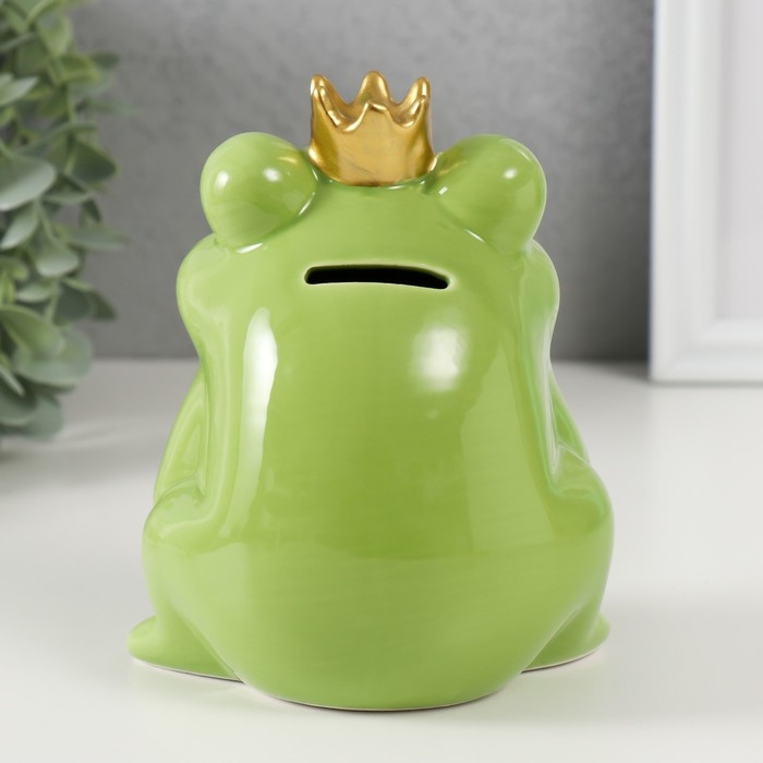 Копилка керамика Копилка керамика "Зелёная лягушка в короне" 12х10,5х15 см