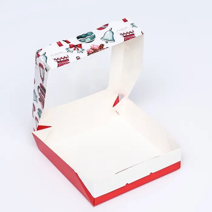 Коробка подарочная новогодняя складная с окном Коробка подарочная новогодняя складная с окном "Подарок", 15 х 15 х 4 см.