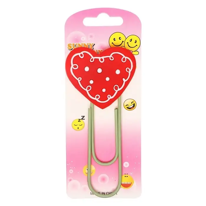 Закладка-скрепка большая «Сердце», 11 см, МИКС Закладка-скрепка большая «Сердце», 11 см, МИКС