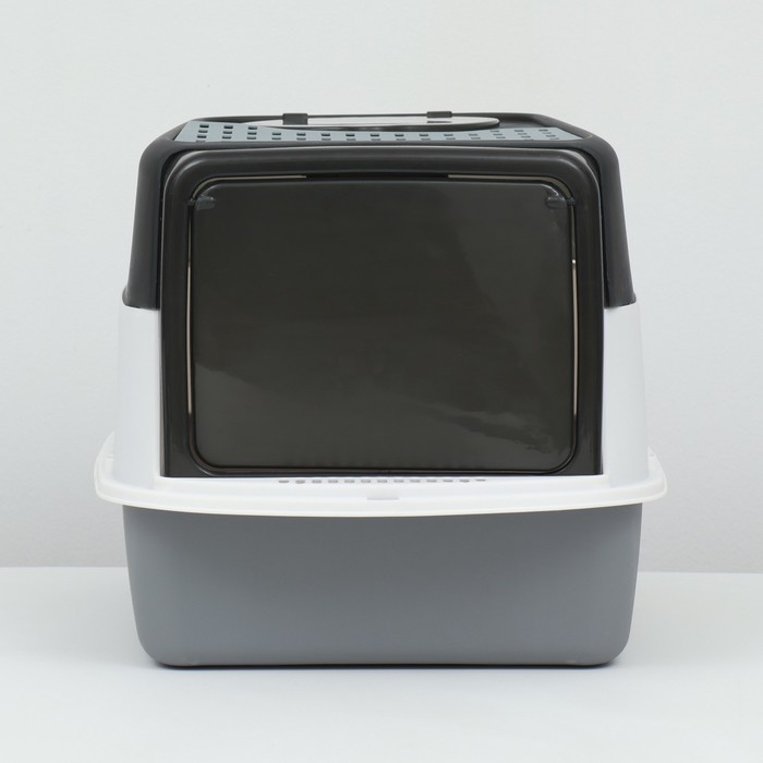 Туалет закрытый 51 х 34 х 37 см, серый+совок (с УФ-лампой)