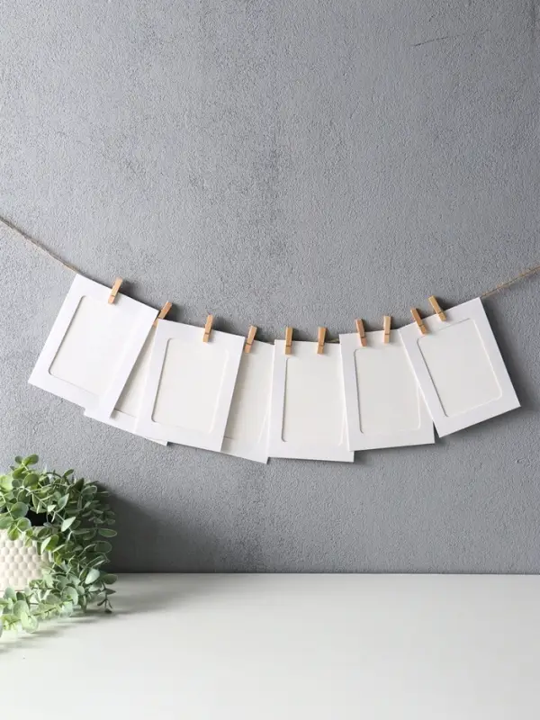 Фоторамки с прищепками на веревке 10х15 см "Белая" набор 10 шт, веревка 2 м 22х14х1,5 см