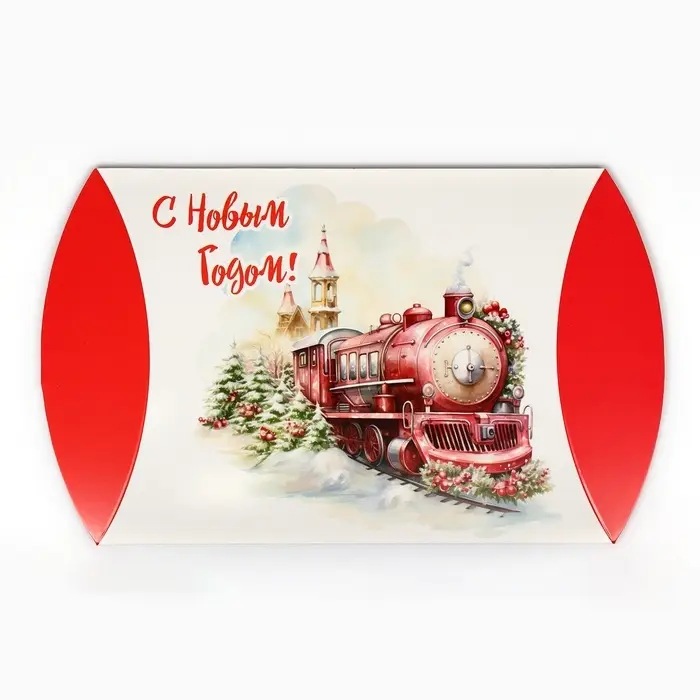 Коробка складная, подарочная новогодняя «Паровоз» 19×14×4 см Коробка складная, подарочная новогодняя «Паровоз» 19×14×4 см