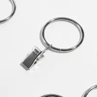 Кольцо для карниза, с зажимом, d=32/38 мм, 20 шт., цвет серебряный