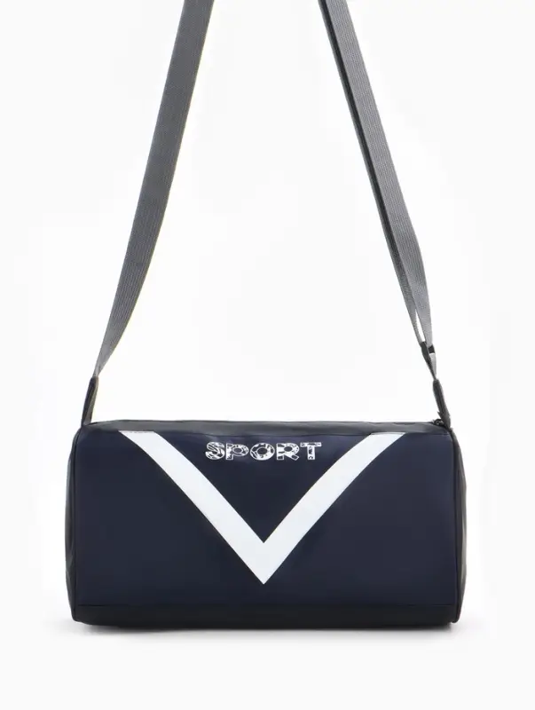 Сумка спортивная на молнии, боковой карман/сетка, регулируемый ремень, маленький размер, тёмно-синяя