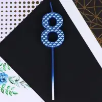 Свеча для торта, цифра «8», синяя, 4 х 13 см