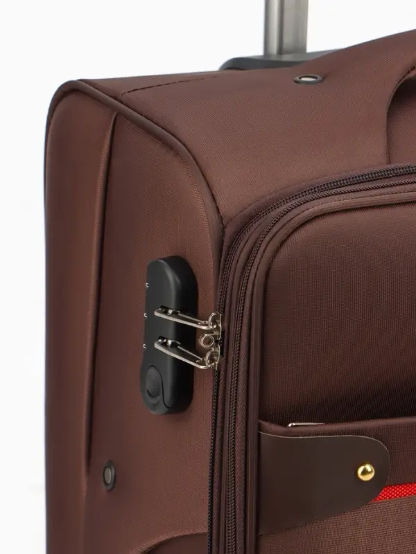 Чемодан на колёсах TEXTURA, кодовый замок, с увеличением, 42&times;26&times;68 см, 24", коричневый