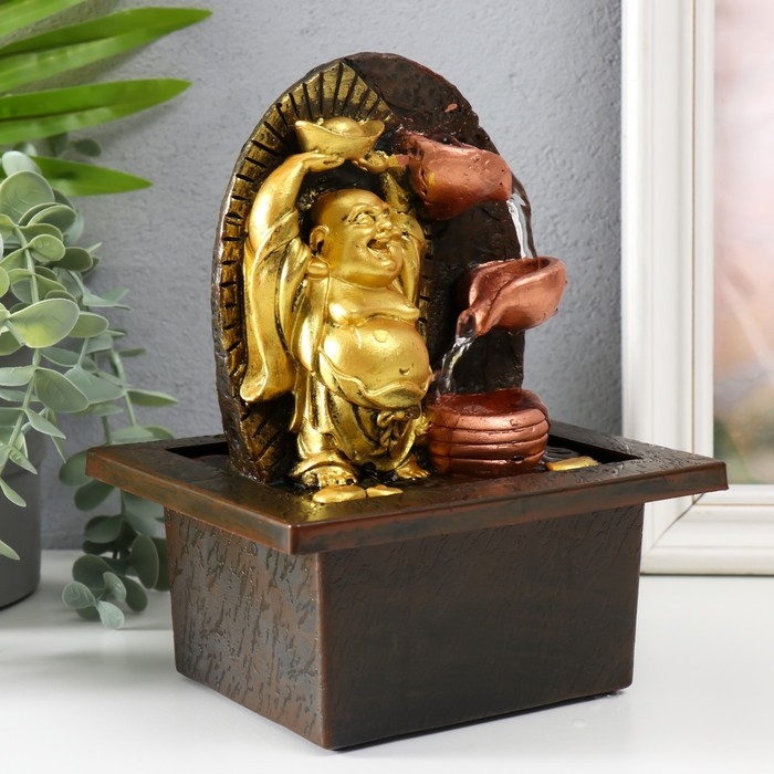 Фонтан настольный от сети Фонтан настольный от сети "Счастливый хотей со слитком золота" 13х13х20 см