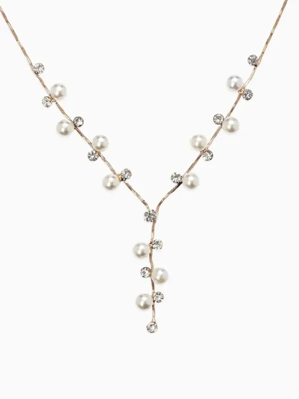 Набор 2 предмета: серьги, колье &laquo;Изумление&raquo;, ветвь, белый в золоте, 42 см