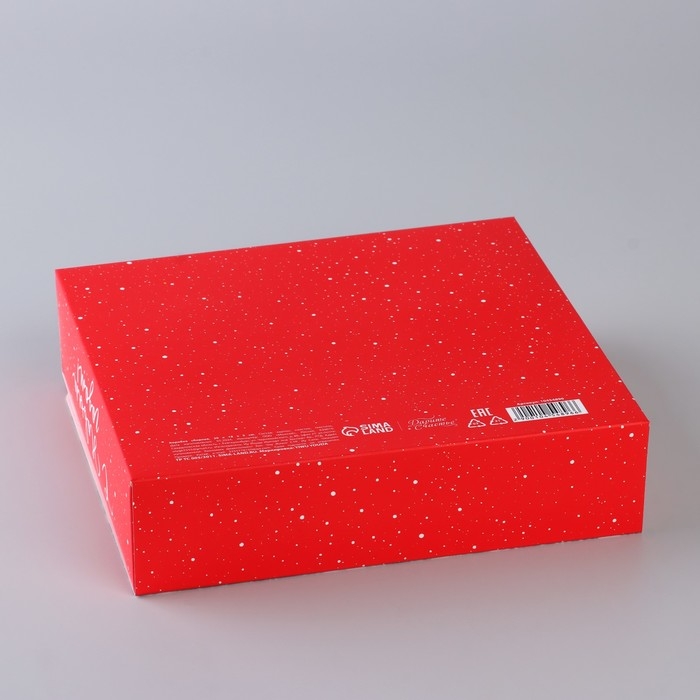 Коробка новогодняя складная «Снегири на ветке» 20 х18 х 5 см, Новый год Коробка новогодняя складная «Снегири на ветке» 20 х18 х 5 см, Новый год