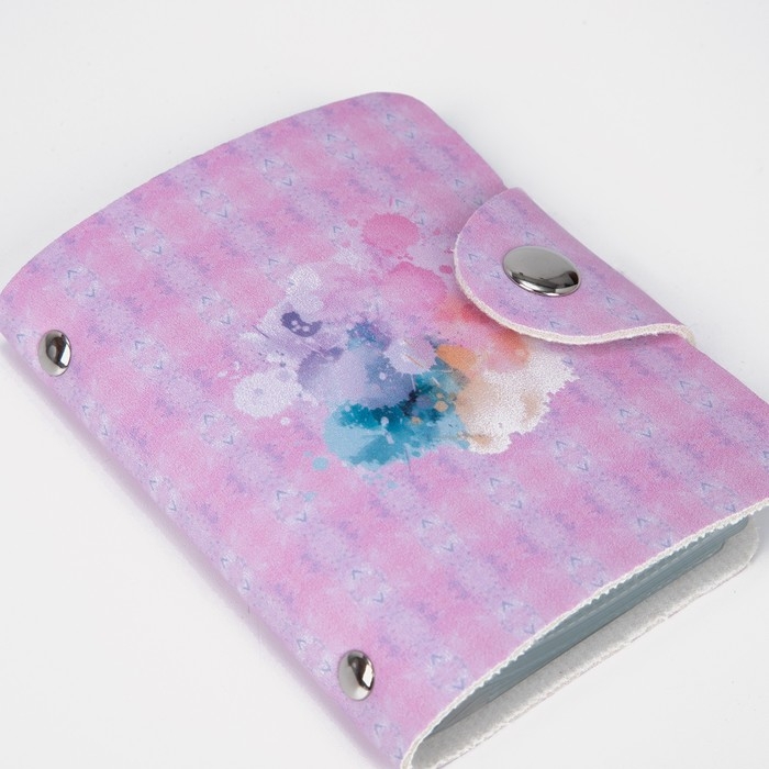 Визитница на кнопке, 20 карт, цвет розовый Визитница на кнопке, 20 карт, цвет розовый