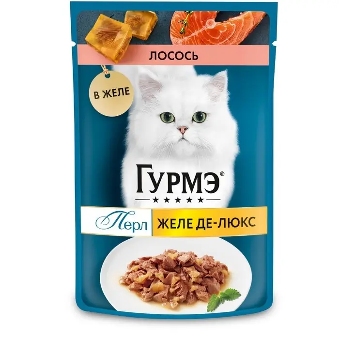 Влажный корм GOURMET PERLE для кошек, лосось, в желе, 75 г Влажный корм GOURMET PERLE для кошек, лосось, в желе, 75 г