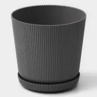 Горшок для цветов с поддоном, 15.5&times;16.5 см, серый