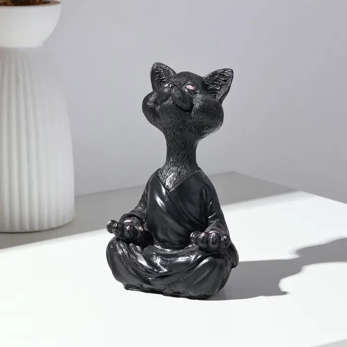 Фигурка полистоун &laquo;Кошка йог&raquo;, чёрная, 9&times;11&times;18 см