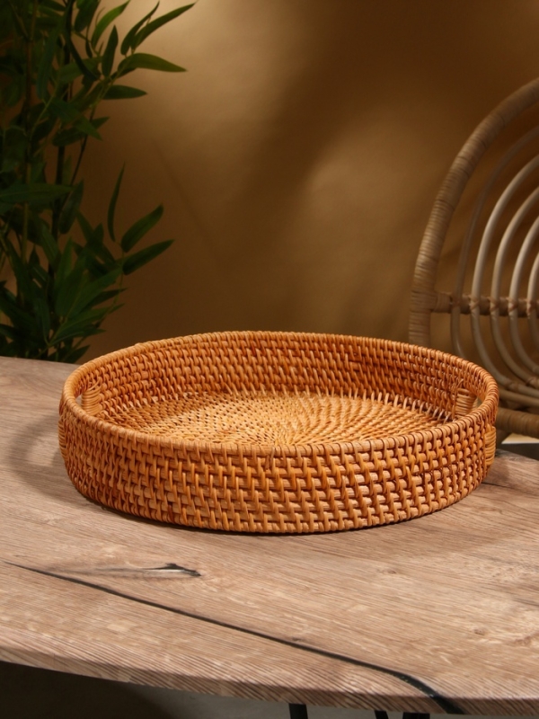 Поднос круглый 35х6 см, ротанг