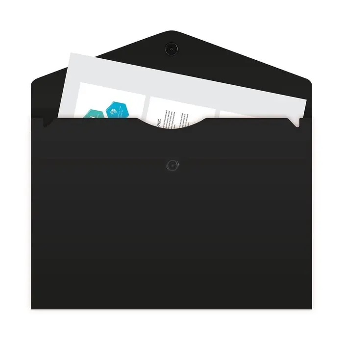 Папка-конверт на кнопке А5, 150 мкм, Calligrata No Secret, непрозрачная, черная, микс цветные кнопки