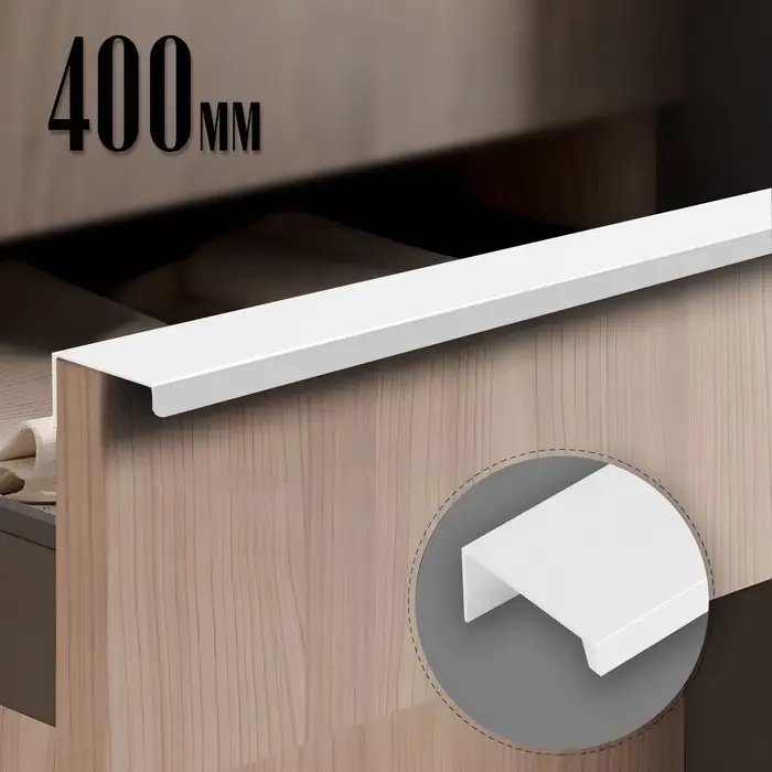Ручка профильная мебельная торцевая CAPPIO RT001WH, L=400 мм, м/о 256 мм, белая