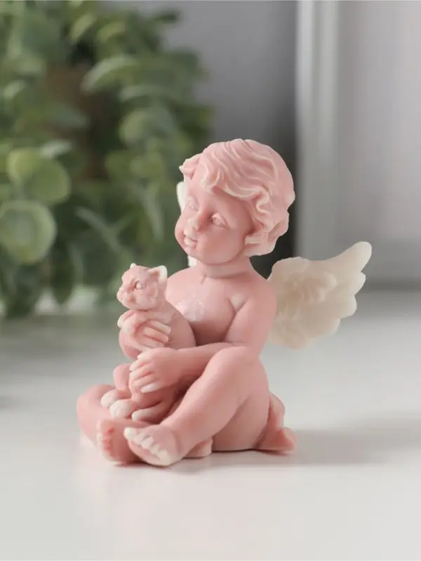 Сувенир "Ангелочек с котенком", 7,2см