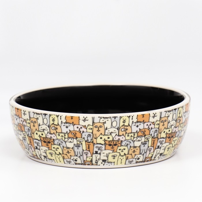 Миска керамическая  Миска керамическая "Графичная Собаки" 300мл, 12 х 3,5 см, бежево-черная