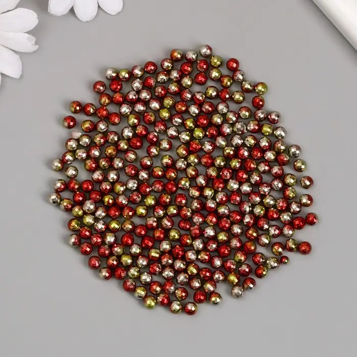 Декор для творчества пластик "Шарик с гранями. Золотисто-розовый" набор 30 гр d=0,6 см