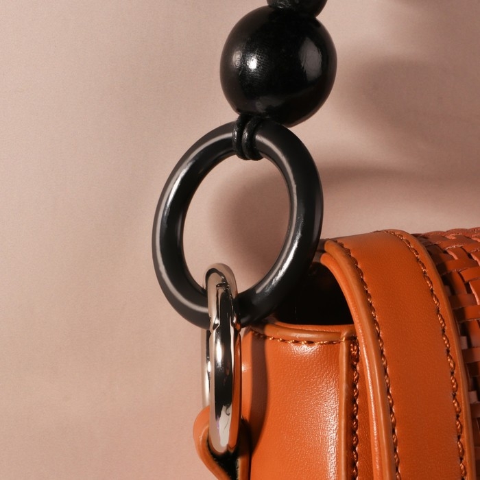 Ручки для сумки, 2 шт, вощёный шнур/дерево, 44 × 4 см, цвет чёрный