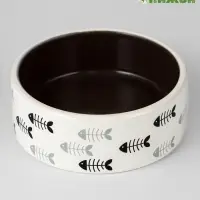 Миска &laquo;Рыбные косточки&raquo;, 300 мл, 12.5&times;4.5 см, керамика, серая, белая