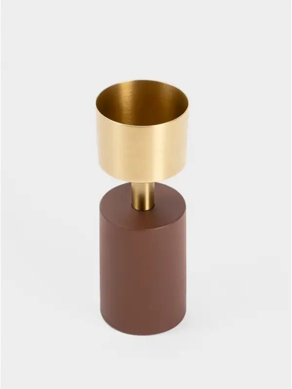 Подсвечник на 1 свечу &laquo;Кубок&raquo;, 10&times;10&times;28.5 см, шоколад с золотом