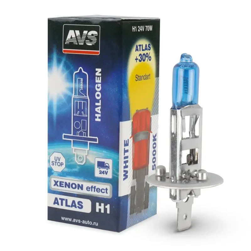 Галогенная лампа AVS ATLAS BOX/5000К/ H1.24V.70W.коробка 1шт.