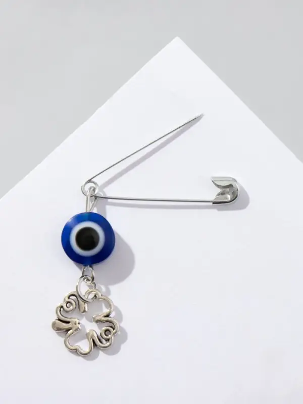 Булавка-оберег &laquo;Защита души, тела и духа&raquo;, 2.2 см, бело-синяя в серебре