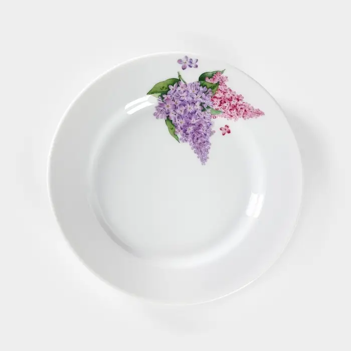 Тарелка Добрушский завод &laquo;Сирень&raquo;, d=20 см, фарфор, белая