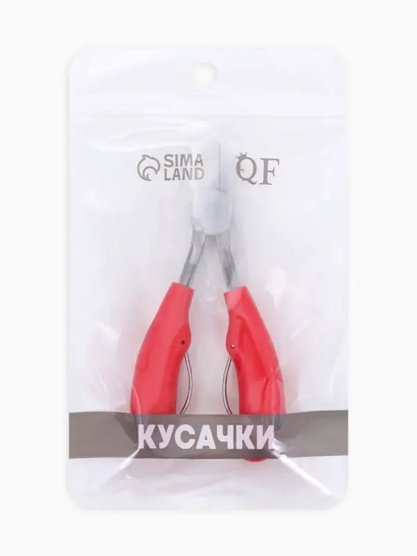 Кусачки педикюрные, с пластиковой ручкой, изогнутое лезвие, 13 см, длина лезвия-17 мм, серебристые, красные