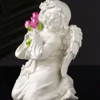 Фигурка гипс &laquo;Ангел с букетиком&raquo;, 15&times;8&times;9 см, перламутр