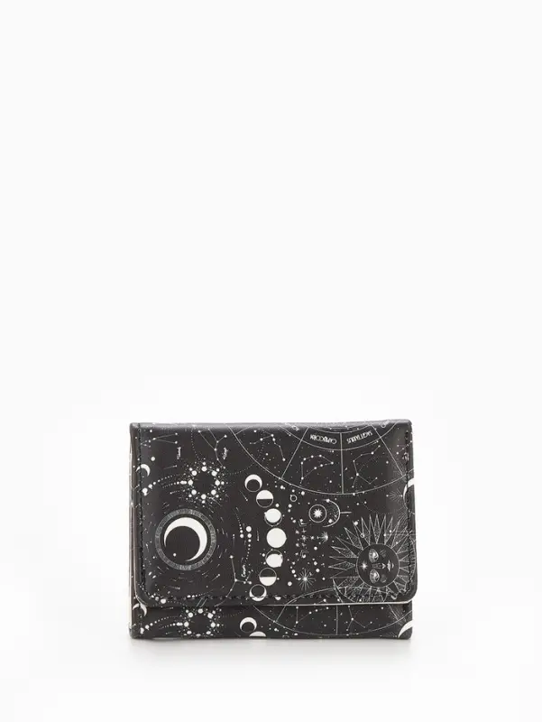 Кошелёк женский на кнопке, 10.5&times;2.5&times;8.5 см, чёрный/белый