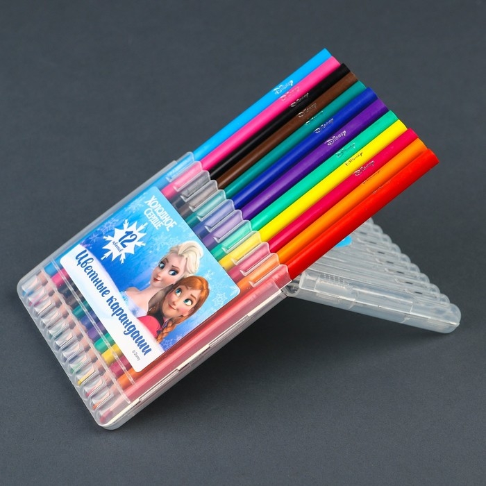 Цветные карандаши, 12 цветов, трехгранные, Холодное сердце Цветные карандаши, 12 цветов, трехгранные, Холодное сердце