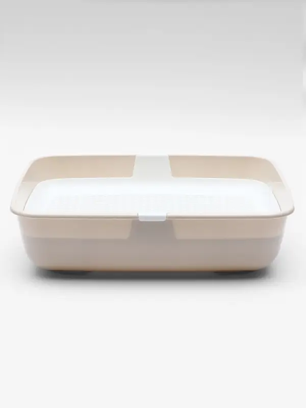 Лоток для кошек ALTA, 50&times;38&times;13.5 см, с сеткой, пластик, белый, бежевый