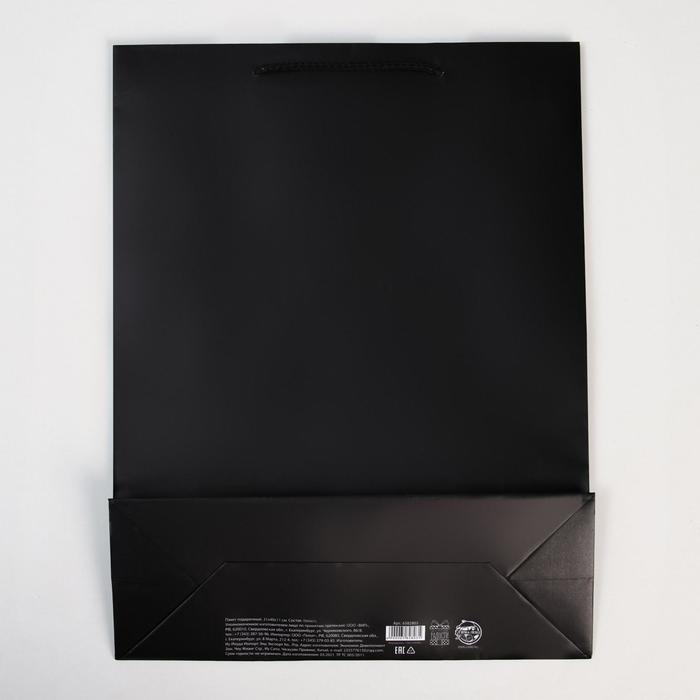 Пакет подарочный ламинированный, упаковка, &laquo;Чёрный&raquo;, L 28 х 38 х 9 см