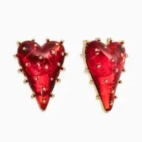 Серьги &laquo;Сердце&raquo;, шипы, красные в золоте