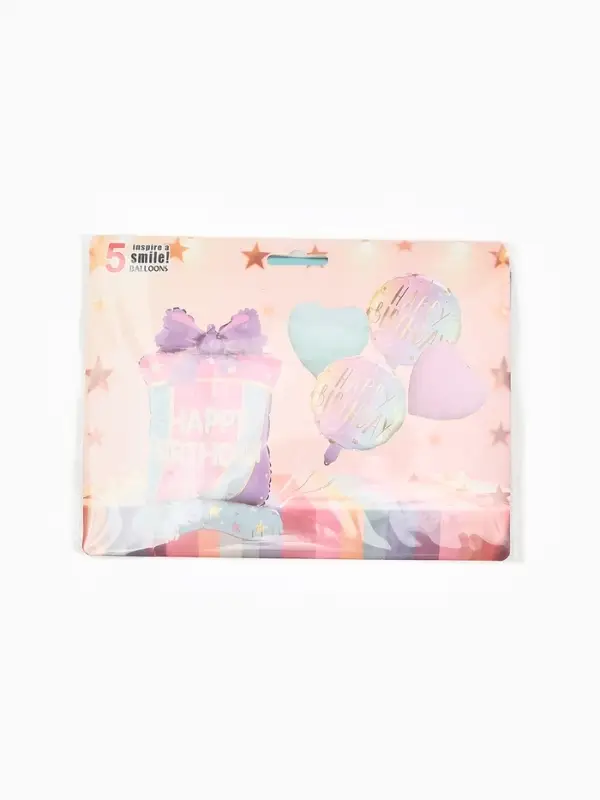 Воздушные шары фольгированны "Happy birthday", набор 5 штук