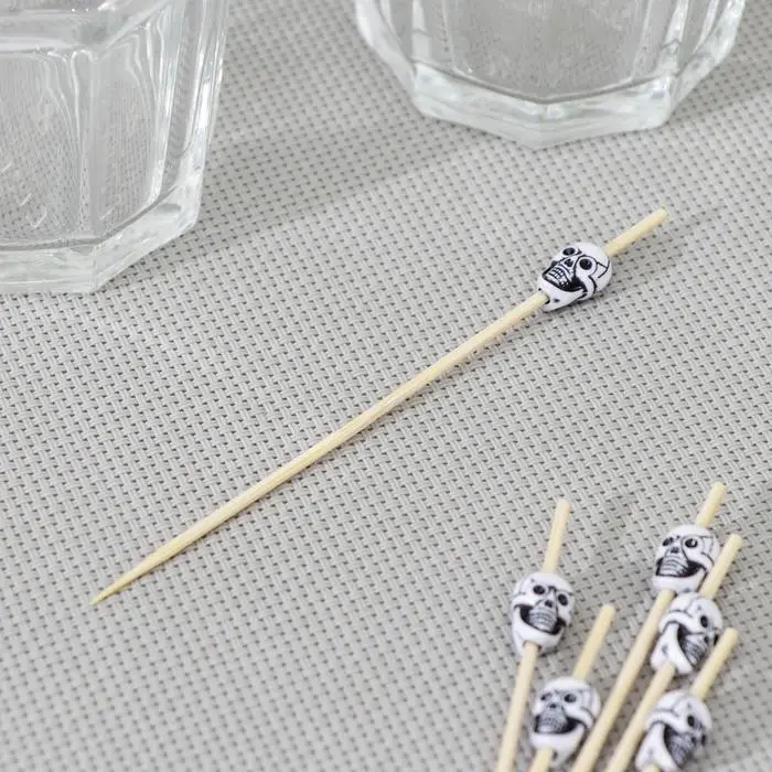 Шпажки «Череп», набор 25 шт, 12 см, бамбук, белый Шпажки «Череп», набор 25 шт, 12 см, бамбук, белый