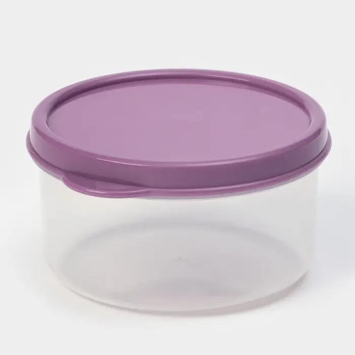 Контейнер круглый Доляна, пищевой, 150 мл, прозрачный, крышка фиолетовая Контейнер круглый Доляна, пищевой, 150 мл, прозрачный, крышка фиолетовая