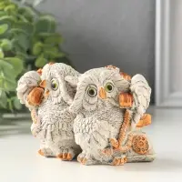 Фигурка гипс &laquo;Совы говорят по телефону&raquo;, серая, 8&times;8&times;12 см