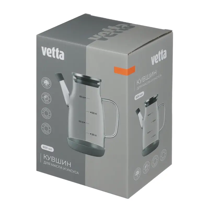 VETTA Кувшин для масла/уксуса, 600мл, стекло, силикон, металл, пластик