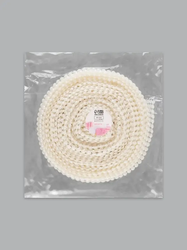 Лента с имитацией жемчуга, 4 см, 9&plusmn;1 м, белая